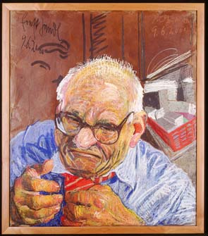 Johannes Grtzke (geb. 1937): Portrait Ernst Jandl (1925-2000); Pastell und Gouache auf Papier 2000